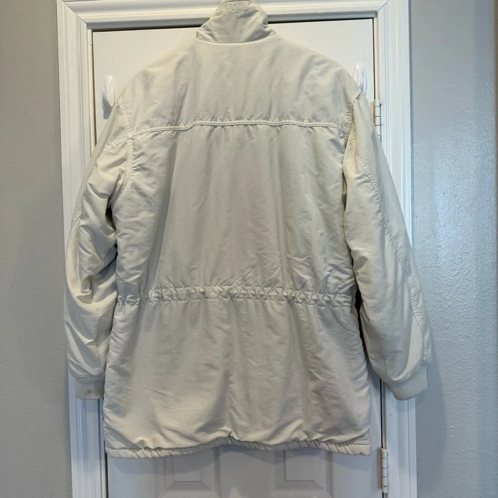 Vintage J Crew Winter Jacket Men’s M Ivory Grey Fleece Lined Outdoor Gorpcore 90